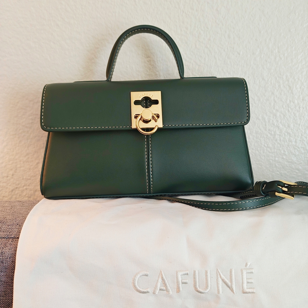 Cafune Leather Stance Wallet Crossbody Bag Forest Green